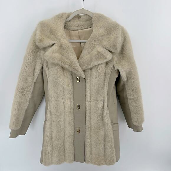 Vintage 60's Dubrowsky and Joseph  faux fur long line winter coat - Picture 1 of 11